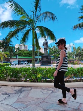 「hawaii」｜「アイテム（ビーチサンダル）」を使った、kuummy☺︎さん（レディース・147cm）の春コーディネート