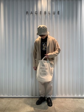 「RAGEBLUE（レイジブルー）のアイテム（トートバッグ）」を使った、★ukun☺︎さん（メンズ・167cm）の春コーディネート