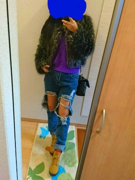 「ワークブーツ」｜「アイテム（その他アウター）」を使った、RURUMIさん（レディース・156cm）の冬コーディネート