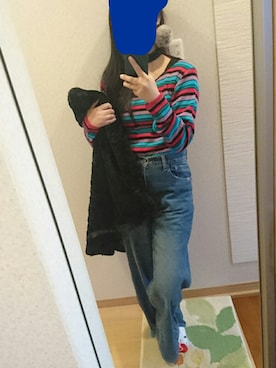 「EGOIST（エゴイスト）のアイテム（その他アウター）」を使った、RURUMIさん（レディース・156cm）の冬コーディネート