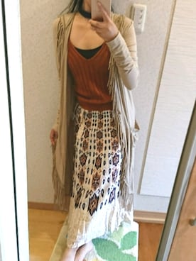 「OZOC（オゾック）のアイテム（キャミソール）」を使った、RURUMIさん（レディース・155cm）の春コーディネート