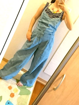 「SPIRALGIRL（スパイラルガール）のアイテム（サロペット/オーバーオール）」を使った、RURUMIさん（レディース・155cm）の夏コーディネート