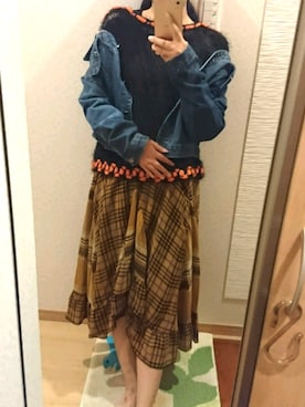 「ハロウィン」｜「アイテム（デニムジャケット）」を使った、RURUMIさん（レディース・155cm）の秋コーディネート
