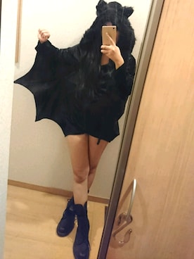 「NET（ネット）のアイテム（つなぎ/オールインワン）」を使った、RURUMIさん（レディース・155cm）の秋コーディネート