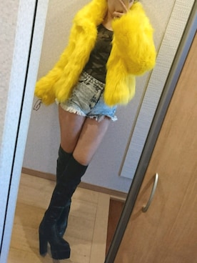 「迷彩柄」｜「アイテム（その他アウター）」を使った、RURUMIさん（レディース・155cm）の秋コーディネート