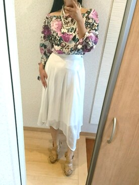 「DRWCYS（ドロシーズ）のアイテム（トップス）」を使った、RURUMIさん（レディース・155cm）の夏コーディネート