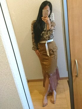 「MURUA（ムルーア）のアイテム（ピアス（両耳用））」を使った、RURUMIさん（レディース・155cm）の秋コーディネート