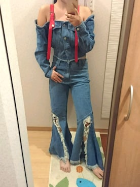 オフショルデニムトップス の人気ファッションコーディネート Wear