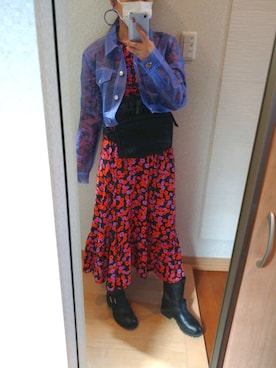 「レザーブーツ」｜「アイテム（その他アウター）」を使った、RURUMIさん（レディース・155cm）の春コーディネート
