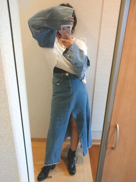 「FIG&VIPER（フィグアンドバイパー）のアイテム（スカート）」を使った、RURUMIさん（レディース・155cm）の春コーディネート