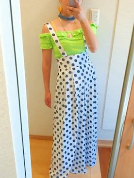 「ANAP（アナップ）のアイテム（オールインワン・サロペット）」を使った、RURUMIさん（レディース・155cm）の春コーディネート