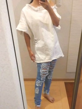 「ダメージコーデ」｜RURUMIさん（レディース・155cm）の夏コーディネート
