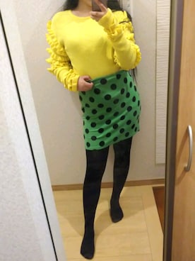 「ドット柄スカート」｜RURUMIさん（レディース・155cm）の秋コーディネート