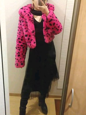 「ダルメシアン柄」｜「アイテム（その他アウター）」を使った、RURUMIさん（レディース・155cm）の秋コーディネート
