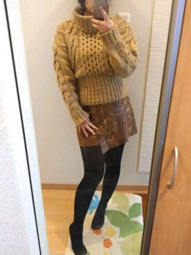 「EGOIST（エゴイスト）のアイテム（ニット/セーター）」を使った、RURUMIさん（レディース・155cm）の冬コーディネート