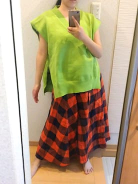 「オレンジスカート」｜RURUMIさん（レディース・155cm）の春コーディネート
