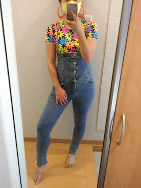 「ANAP（アナップ）のアイテム（サロペット/オーバーオール）」を使った、RURUMIさん（レディース・155cm）の夏コーディネート