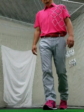 ゴルフグッズを使った ピンク のメンズ人気ファッションコーディネート Wear