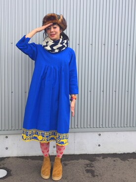 「静岡」｜「アイテム（ワンピース/ドレス）」を使った、アッコさん（レディース・162cm）の冬コーディネート