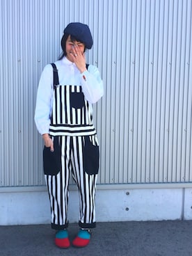 「静岡」｜「アイテム（オールインワン・サロペット）」を使った、アッコさん（レディース・162cm）の春コーディネート