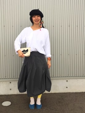 「静岡」｜「アイテム（ハンチング/ベレー帽）」を使った、アッコさん（レディース・162cm）の春コーディネート