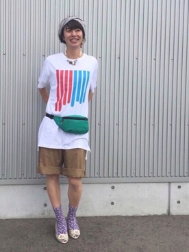 「アイテム（ヘアバンド）」を使った、アッコさん（レディース・162cm）の夏コーディネート