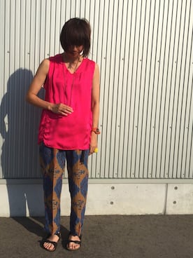 「シルク」｜「アイテム（その他）」を使った、アッコさん（レディース・162cm）の夏コーディネート