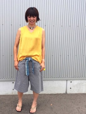 「シルク」｜「アイテム（その他）」を使った、アッコさん（レディース・162cm）の夏コーディネート