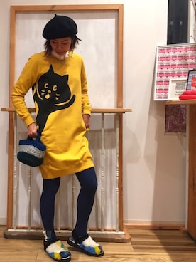 「にゃー」｜「アイテム（ハンチング/ベレー帽）」を使った、アッコさん（レディース・162cm）の秋コーディネート