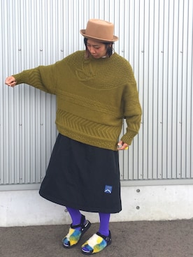 「にゃー（ニャー）のアイテム」を使った、アッコさん（レディース・162cm）の秋コーディネート