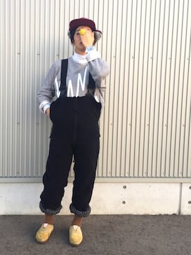 「静岡」｜「アイテム（オールインワン・サロペット）」を使った、アッコさん（レディース・162cm）の秋コーディネート