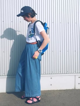 「静岡」｜「アイテム（キャップ）」を使った、アッコさん（レディース・162cm）の春コーディネート