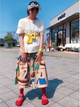「mercibeaucoup,（メルシーボークー）のアイテム」を使った、アッコさん（レディース・162cm）の春コーディネート