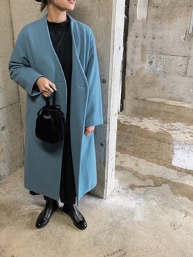 ブーツを使った 青コート のレディース人気ファッションコーディネート Wear