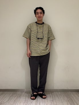 「BEAUTY&YOUTH UNITED ARROWS（ビューティーアンドユースユナイテッドアローズ）のBY インサイドスタンプ リング（リング）」を使った、植田拓真さん（メンズ・174cm）の夏コーディネート