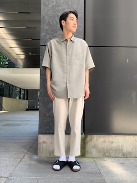 「BEAUTY&YOUTH UNITED ARROWS（ビューティーアンドユースユナイテッドアローズ）のBY インサイドスタンプ リング（リング）」を使った、植田拓真さん（メンズ・174cm）の夏コーディネート