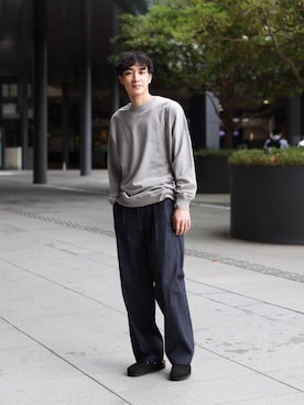 「RECOMMEND  ITEM STYLING」｜「アイテム（サンダル）」を使った、植田拓真さん（メンズ・174cm）の秋コーディネート