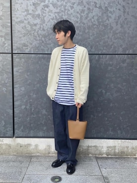 「Thingless（シングレス）のアイテム（パンツ）」を使った、植田拓真さん（メンズ・174cm）の冬コーディネート