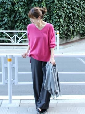 「Johnstons of Elgin（ジョンストンズオブエルガン）のアイテム」を使った、SANGUさん（レディース・160cm）の秋コーディネート