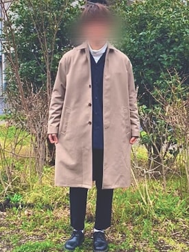 「DOOPZ（ドープス）のTRドロップショルダーステンカラーコート（ステンカラーコート）」を使った、おまめさん（メンズ・168cm）の春コーディネート