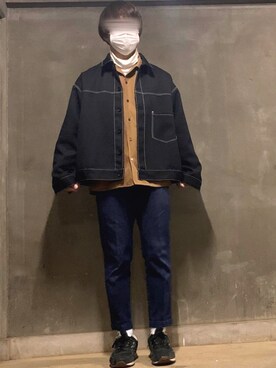 「ステッチ」｜「アイテム（ブルゾン）」を使った、おまめさん（メンズ・168cm）の春コーディネート