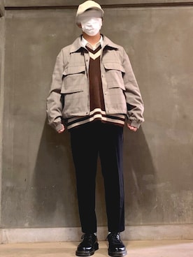 「EMMA CLOTHES（エマクローズ）のアイテム（その他アウター）」を使った、おまめさん（メンズ・168cm）の春コーディネート