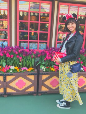 「SLOBE IENA（スローブイエナ）のアイテム（ライダースジャケット）」を使った、sappiiiさん（レディース・167cm）の春コーディネート