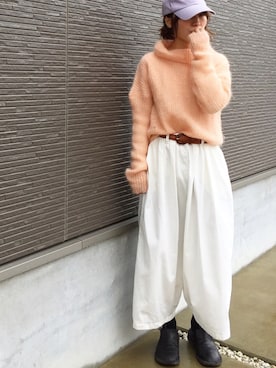 「ウエストイン」｜「アイテム（スリッポン）」を使った、fu___さん（レディース・152cm）の春コーディネート