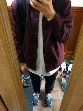 その他アウターを使った コーチジャケット 赤 のメンズ人気ファッションコーディネート Wear