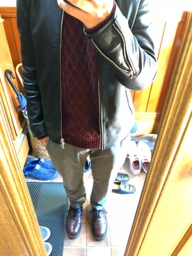 「SOLOVAIR（ソロヴェアー）のアイテム（ドレスシューズ）」を使った、とみーおじさんさん（メンズ・164cm）の秋コーディネート