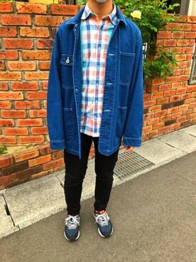 「LAKOLE（ラコレ）のアイテム（デニムジャケット）」を使った、とみーおじさんさん（メンズ・164cm）の春コーディネート