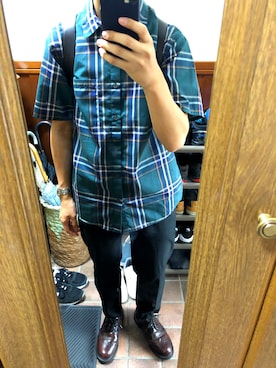 「SOLOVAIR（ソロヴェアー）のアイテム（ドレスシューズ）」を使った、とみーおじさんさん（メンズ・164cm）の夏コーディネート