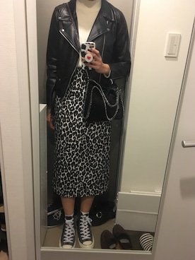 「ct70」｜「アイテム（ライダースジャケット）」を使った、mㅁさん（レディース・168cm）の冬コーディネート