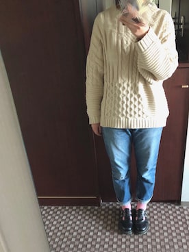 「靴下チラ見せ」｜「アイテム（その他シューズ）」を使った、まるちゃんさん（レディース・159cm）の冬コーディネート